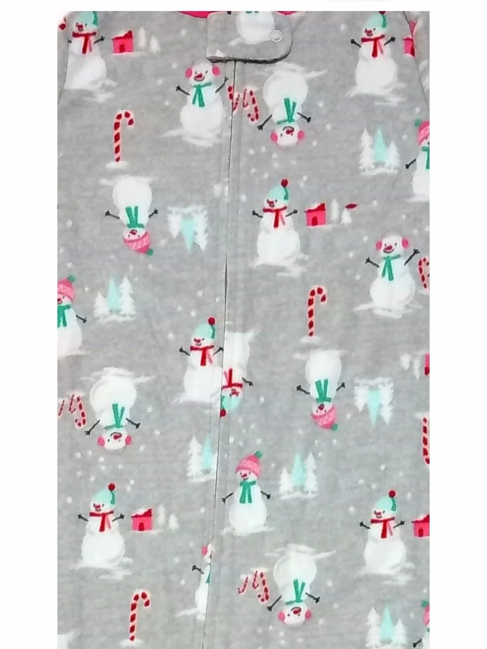 Carter's Girl's👧🏻Snowman☃️Candy Canes Fleece Footed Pajama Sleeper💤Sz 12M